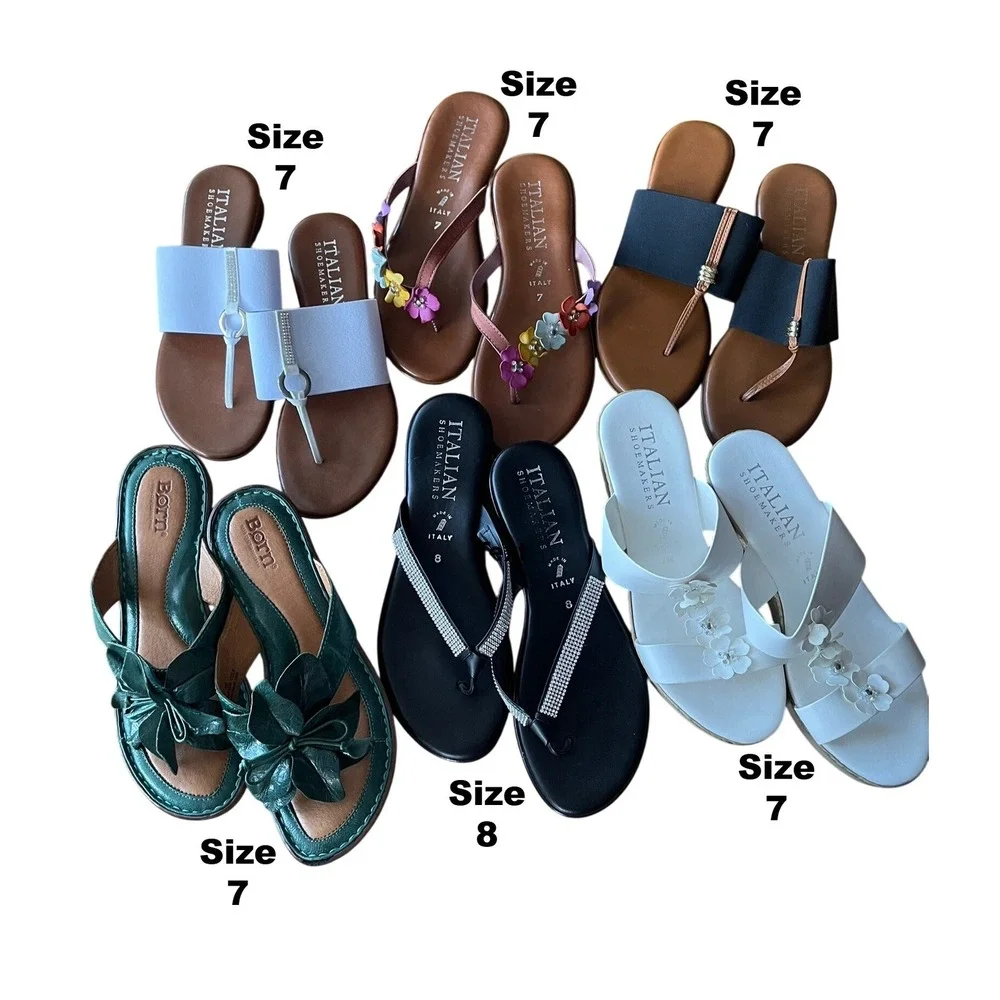 Shoe LOT Italian Shoemakers & Born Women Sandals Size 7/8 Floral Leather Summer